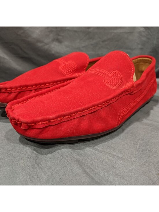 European Red Suede Driving Loafers With Rubber Sole Mens Size 43 Casual Slip-On main image 8